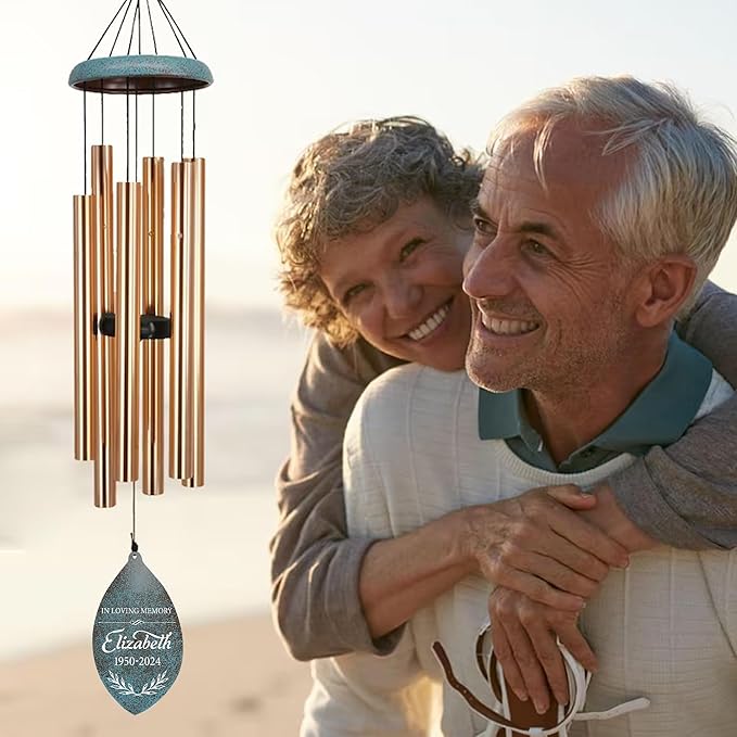 ASTARIN Personalized Name 35" Memorial Wind Chimes for Outside, Metal Sympathy Gifts for Loss of Mother Father Loved One, Bereavement Wind Chime in Memory Gift, Decor Outdoor Garden Patio