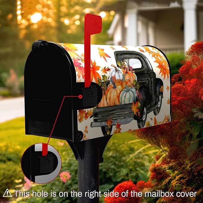 Fall Harvest Mailbox Covers Magnetic Standard Size Thansgiving Pumpkin Mailbox Post Cover Maple Leaves Truck Mailbox Decor Waterproof Mailbox Wraps Mail Cover for Garden Yard 21 * 18 Inch