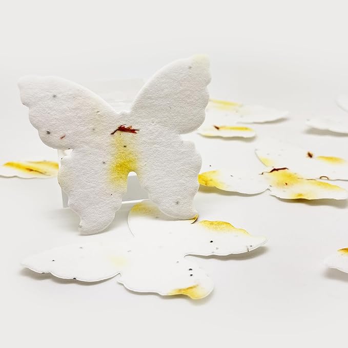 Butterfly Seed Paper – 50pcs Large Yellow Plantable Wildflower, Writable & Plantable Gift for Moms, Plant Lover, & Teachers, Ideal for Weddings, Baby Shower, Memorial, & Celebrations