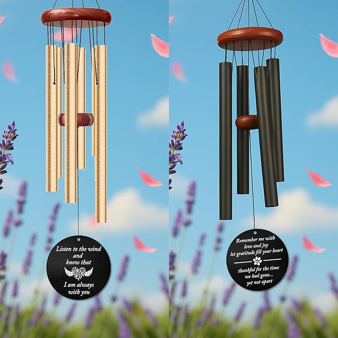 Personalized Dog Memorial Wind Chime – Custom Pet Photo & Name “Remember Me with Love” Windchime – Sympathy Gift for Pet Loss – Memorial Windchimes for Loss of Loved One – Remembrance Décor