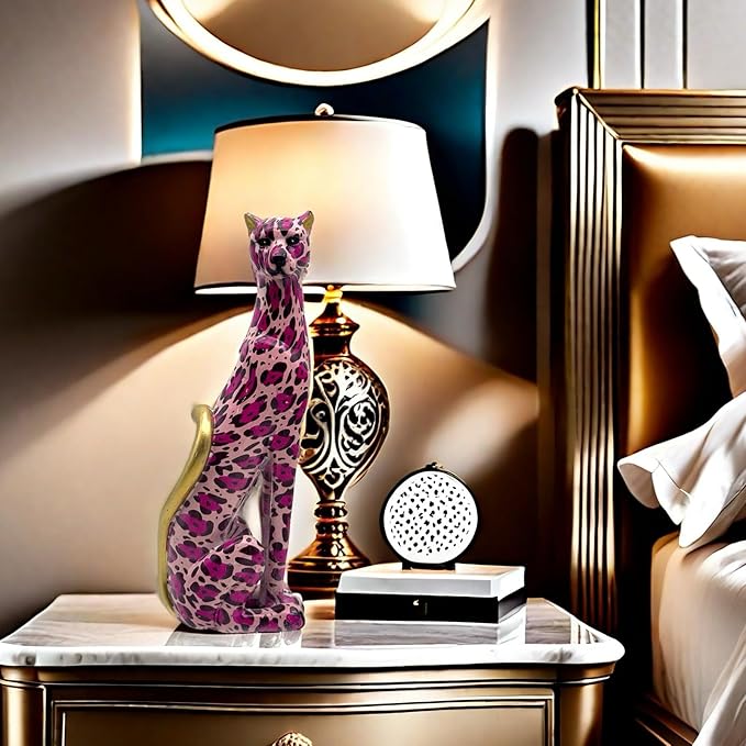 Colorful Leopard Statue Art Figurine Sculpture Collectible Gifts for Leopard Lover Office Home Decor Desk Accessories Decoration Garden Figurines Outdoor Decor (Color B)