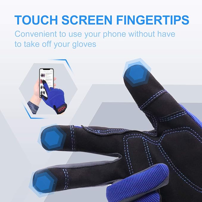 HANDLANDY Work Gloves for Men & Women, Utility Mechanic Working Gloves Touch Screen, Flexible Yard Work Gloves