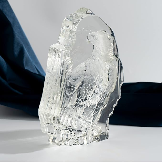 Modaier Exquisite Crystal Eagle Statue Figurine, Gift Glass Animal Decor, Collectible Sculpture for Office, Home and Garden