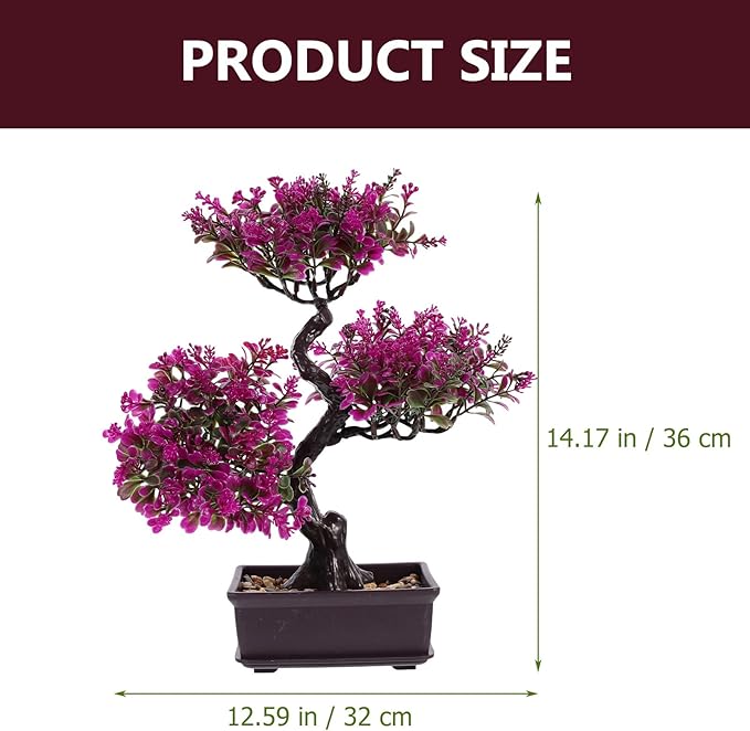 Cabilock Artificial Bonsai Tree 14 Inches Faux Juniper Plant with Ceramic Pot Indoor Decor for Desk Shelf Bathroom Bedroom Office Home Decoration