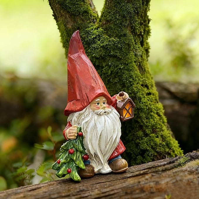 Christmas Gnome Figurine - 6.2" Resin Collectible,Charming Gnome Statue for Garden, Patio, Yard, Lawn & Porch | Funny Sculpture: Great Gift for Christmas, Thanksgiving, Mother's Day & Birthdays