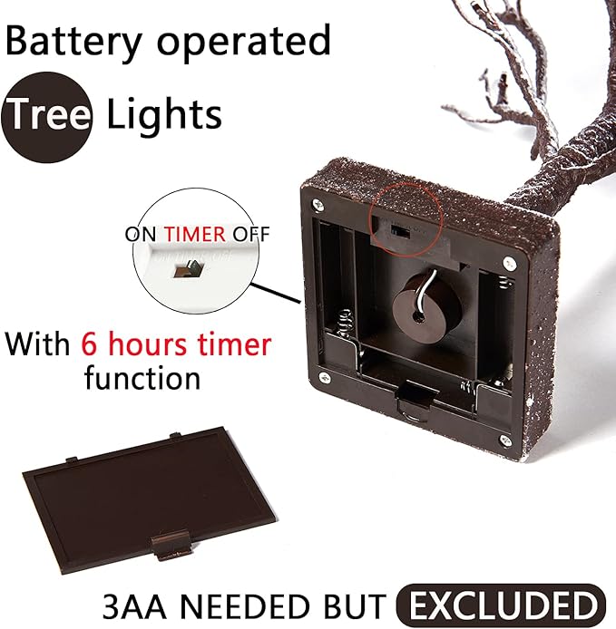 Fudios Lighted Snow Dusted Christmas Tree with Timer Battery Operated 18in Home Decor, Pre lit Artificial Tabletop Snowy Trees with 24 LED for Winter Party