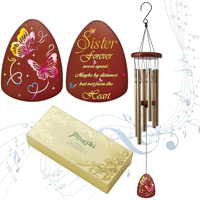 Sister Birthday Gifts idea Wind Chimes, Butterfly Sister Gifts for Sister, Sister Gifts from Sister for Thanksgiving Chirstmas Birthday Wedding Graduation Gift for Sister, Sister-in-Law