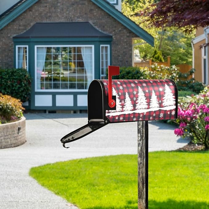 SUABO Mailbox Cover Christmas Tree Snow Oversize Magnetic Mailbox Covers Wraps for Christmas Home Yard Garden Decor