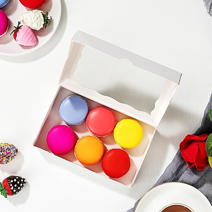 20PCS 7x4⅜x1½ nch Cookie Boxes with Window for Chocolate Truffle,Orec,Pastry Boxes Dount,Browine, Soap&Bakery Treat Boxes for Party Favors Wedding Christmas Valentine's