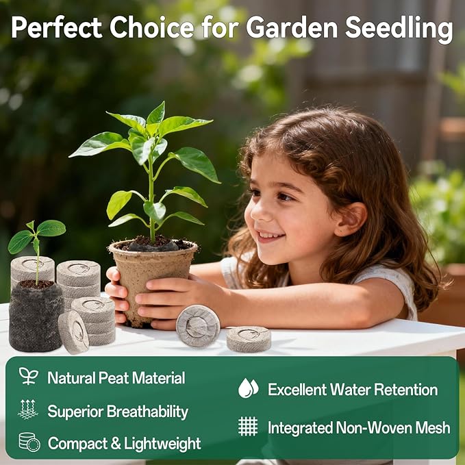 Halatool 300 Pcs 30mm Peat Pellets Block Potting Soil for Seedlings, Compressed Garden Soil Seed Starter Nutrient Peat Pods for Starting Seeds, Planting Flowers, Vegetables, Herbs