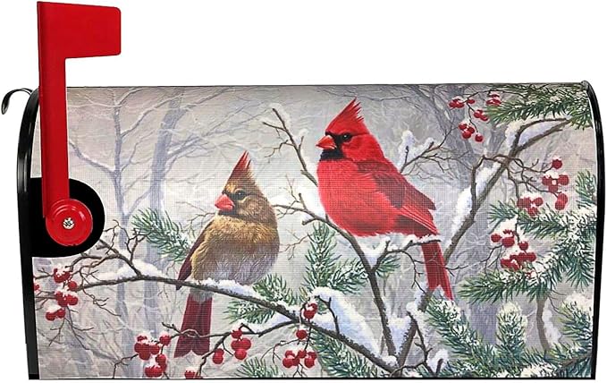Winter Magnetic Mailbox Cover - Standard Size 18" X 21" - Holiday Garden Decorations for Outside