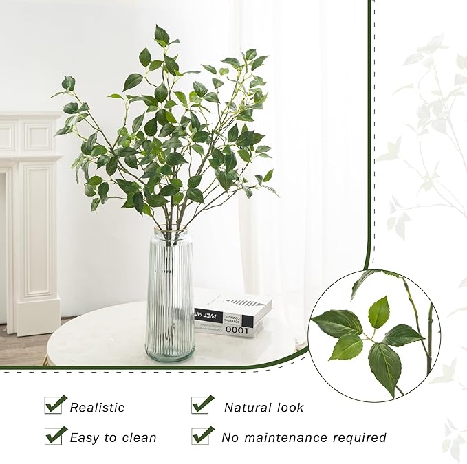 Eucalyptus Stems 32"Fake Plants Eucalyptus Greenery For Vase Artificial Plants Indoor Bay Leaves Bathroom Decor Fake Leaves Greenery Stems Eucalyptus Leaves Dining Room Decor Nordic Decor(4pcs)