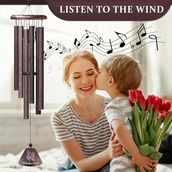 Gifts for Mom, Best Mom Ever 32" Wind Chimes, Mother Birthday Gifts, Best Mother Gift Ideas from Daughter Son, Funny Mama Windchimes, Christmas Valentines Mothers Day Presents for Mommy