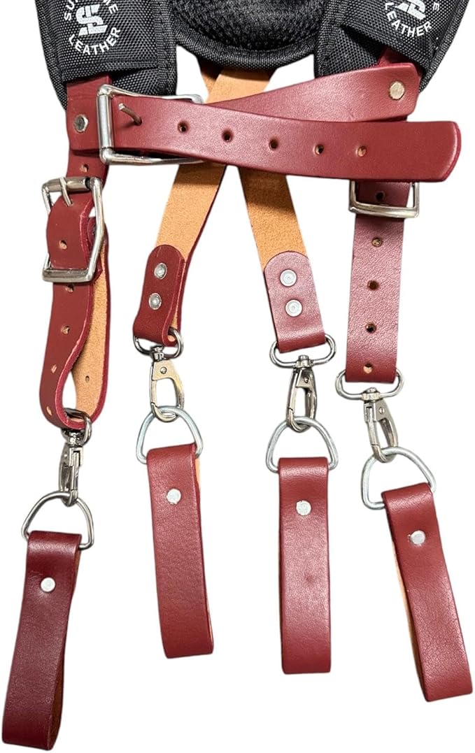 Padded Tool Belt Suspenders – Adjustable Work Suspender with 4 Detachable D-Loops – For Construction, Carpentry, & More