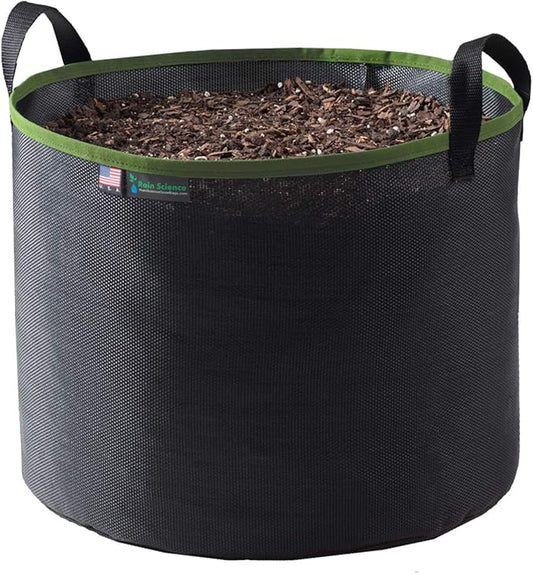 Grow Bag 25 Gallon, Planting Pots - Colorful Plant Grow Bags Pots Gardening Vegetable - Air Pruning Mesh Fabric Plant Container - (Black/ODGreen)