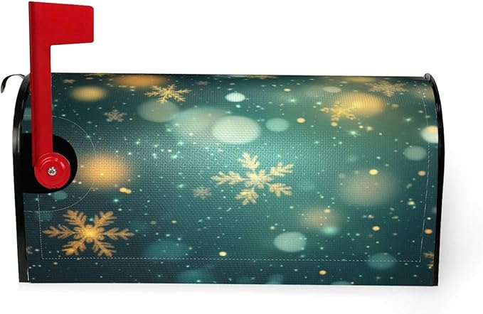Festive Magnetic Mailbox Cover Snowflake Winter Outdoor Mailbox Protector Holiday Seasonal Decorative Garden Yard Home Large Size 25.5 x 21 Inch