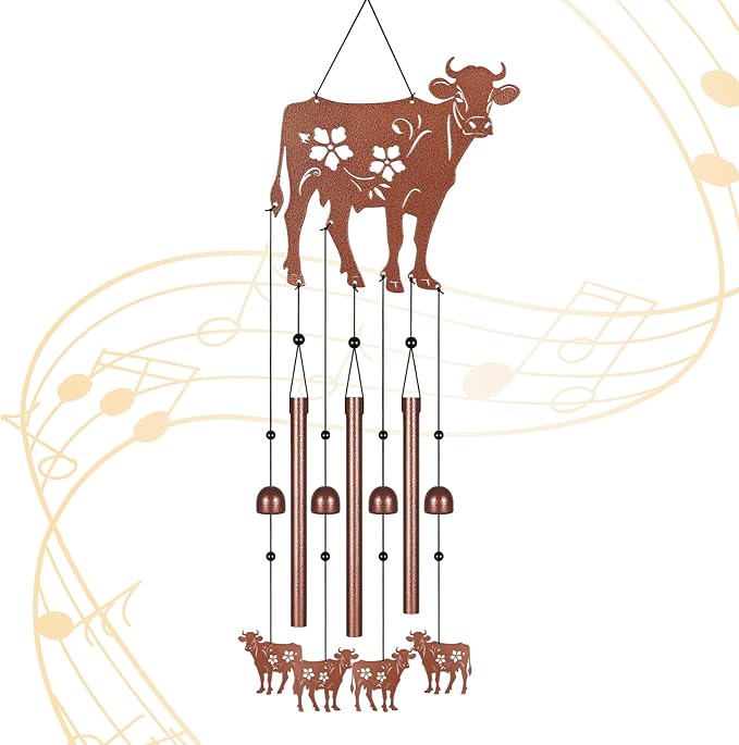 Metals Cow Wind Chimes for Outside to Create a Zen Atmosphere Suitable for Outdoor Garden Patio Home Decor,Melodious Melodic Tones Wind Chimes Suitable as A Birthday Gift for Women Mom