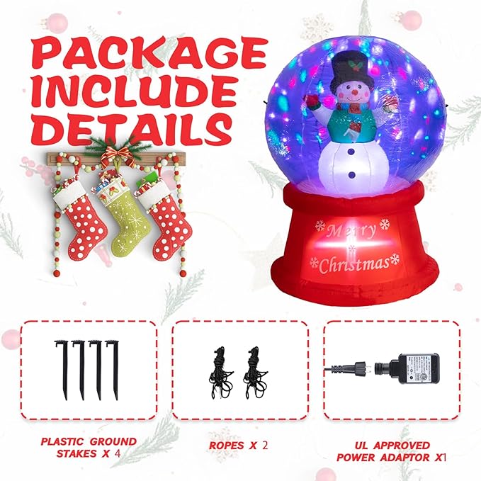 5 FT Tall Christmas Inflatables Outdoor - Snowman in Snow Globe with Rotating LED Lights, Christmas Blow Up Yard Decoration Holiday, Party, Xmas, Yard, Garden Decor