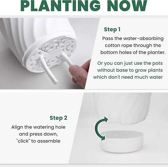Plant Pots with Drainage, Self Watering Pots for Indoor Plants, Home Decor Flower Planters, 6 Pack Plastic Planters Succulent Pots, Mix Color