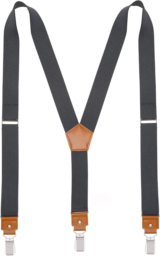 Suspenders for Men Y Back Adjustable Elastic with Strong Clips 47 Inches
