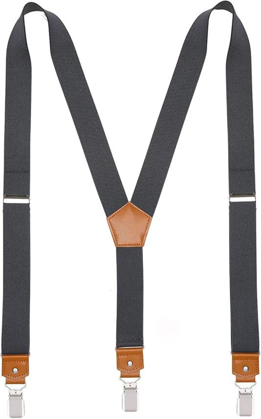 Suspenders for Men Y Back Adjustable Elastic with Strong Clips 47 Inches