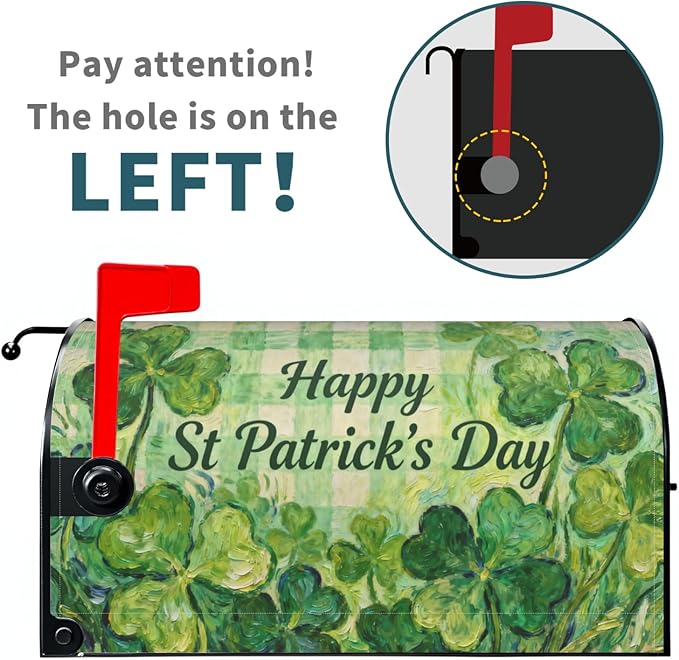 St. Patrick's Day Plaid Large Mailbox Covers Magnetic Oversized Saint Patricks Holiday Theme Shamrock Clover Spring Outdoor Decorative Letter Box Cases for Home Garden Outside Decor, 25.5x21 Inch