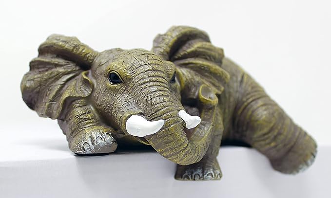 Nature's Mark Elephant Shelf Sitter Resin Statue Figurine Home Decorative Accent Décor - 2.5" H x 6" W