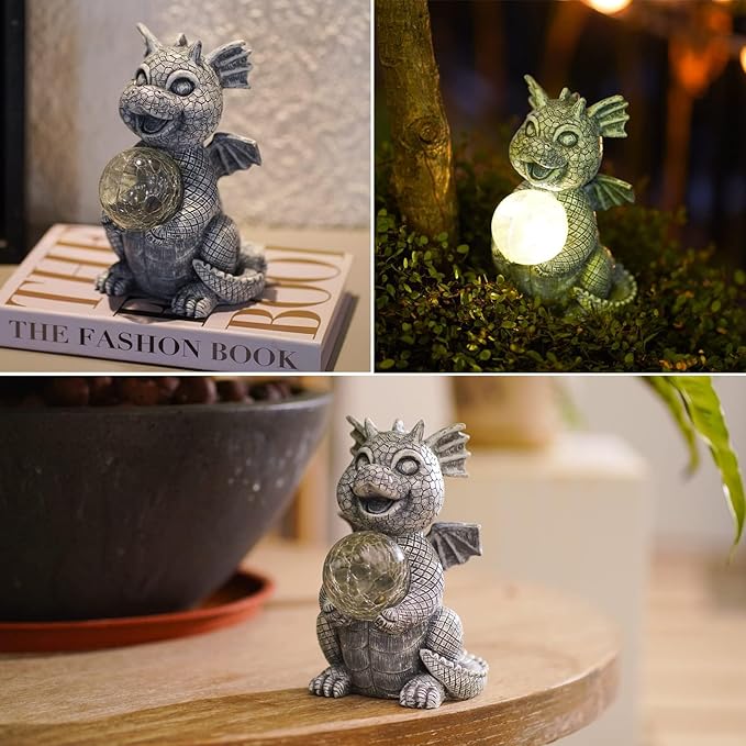 Qeeman Garden Decor Statues: Mothers Day Birthday Gifts for Mom Grandma Women Sister Wife Lady Lover - Front Patio Balcony Yard Art Lawn Ornaments Porch Outdoor Outside Decorations (Dragon)