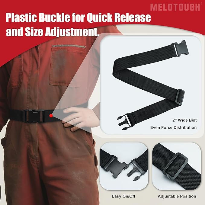 MELOTOUGH Electrician Tool Pouch with Belt Clip, 2 Inch Heavy Duty Work Belt Set for Men, Utility 13 Pockets Tool Pouch for Contractors & Roofing, Adjustable Carpenter Organizer Set