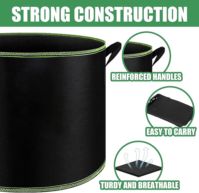 1-Pack 100 Gallon Plant Grow Bags, Thickened Nonwoven Fabric Pots with Handles,Durable Garden Planters Aeration Gardening Container to for Plants, Vegetables, and Flowers
