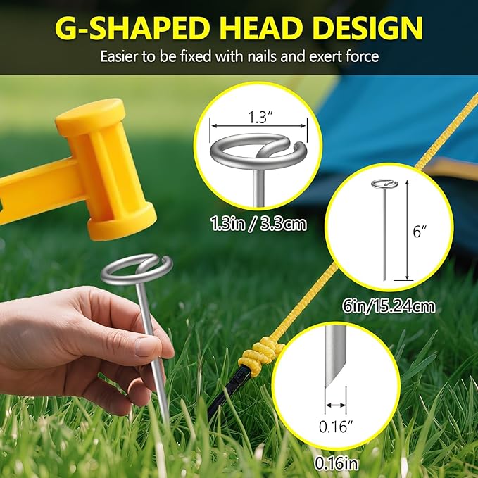 40 Pcs Landscape Fabric Pin Stakes, Thickened 8 Gauge Circle Top Garden Stakes, Galvanized Weed Barrier Stakes for Plant Support, More Holding Power Than U-Shaped Ground Nail, Not Easy to Bend