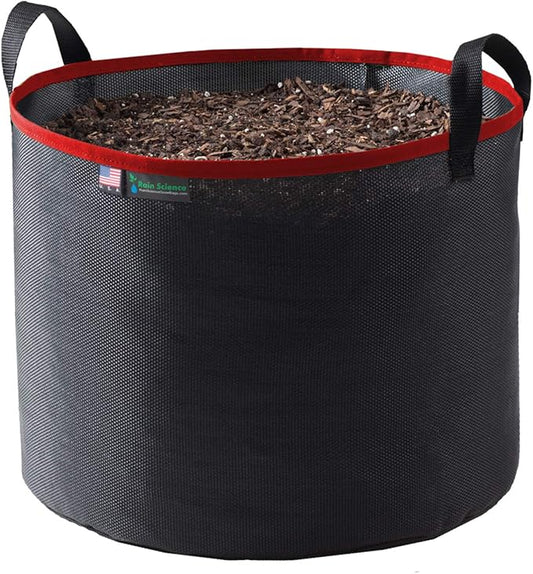 Grow Bag 25 Gallon, Planting Pots - Colorful Plant Grow Bags Pots Gardening Vegetable - Air Pruning Mesh Fabric Plant Container - (Black/Red)