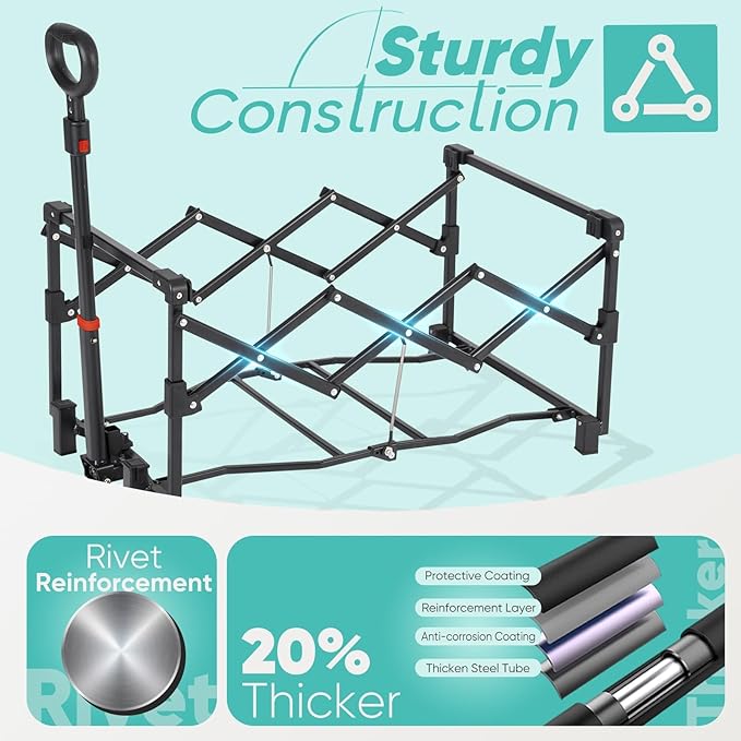 Sekey Collapsible Wagon Cart Foldable with 220LBS Weight Capacity, Lightweight Portable Folding Grocery Shopping Cart with Wheels for Camping Sports Beach and Shopping.Black