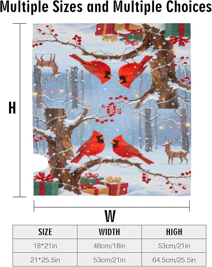 Christmas Cardinal Mailbox Cover, Xmas Winter Snow Scene Waterproof 21" Lx 18" W Magnet Mailboxes Cover, Standard Size Wraps Post Letter Box Case for Garden Yard Outdoor Decor