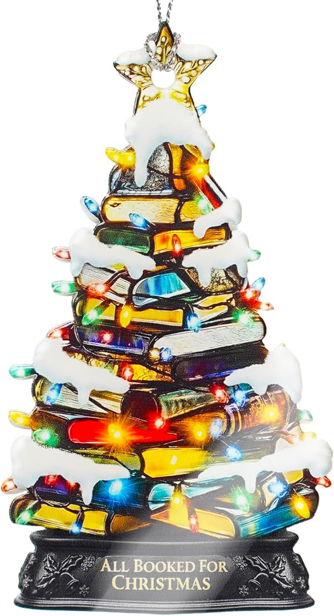 Book Christmas Tree Ornament - All Book for Christmas – Reading Lover | Bookworm Gift – Library Decor – Christmas Ornament 2025 - White Elephant Gifts - Xmas Tree Funny Decoration