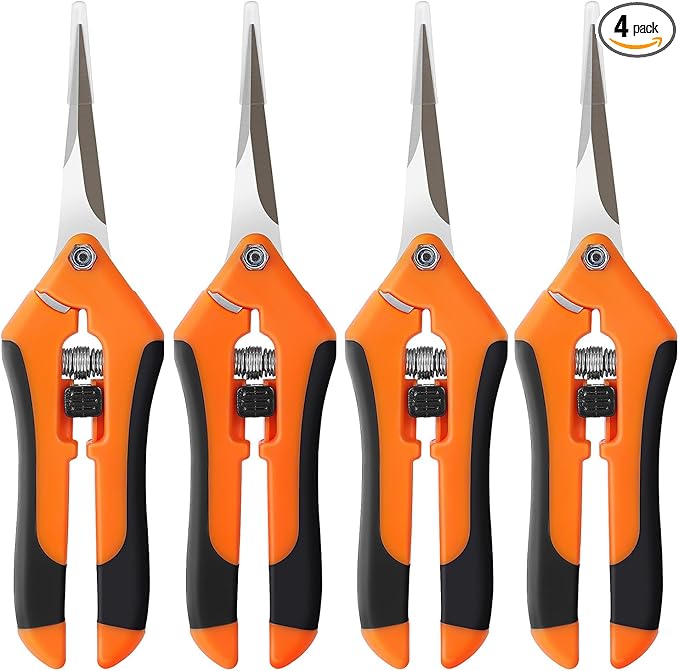 BEoffer 4 Pack Pruning Shears, 6.5 Inch Garden Scissors Gardening Hand Pruning Snips with Straight Stainless Steel Precision Blades for Gardening Flower Plant Precise Trimming and Pruning Maintenance