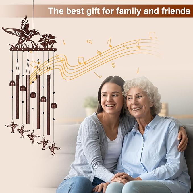 Hummingbird Wind Chimes for Outside,Memorial Wind Chimes Gifts for Women and Grandma，Patio Garden Decor,Windchime in Loving Memory Outdoor Decoration for Yard, Patio, Porch, Lawn, Landscape