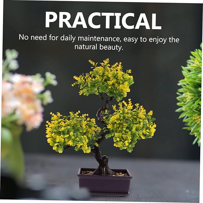 Cabilock Artificial Potted Plants Faux Bonsai Ornament for Home and Office Simulation Plants for Indoor Decoration Fake Potted for Bookshelf Desk and Living Room