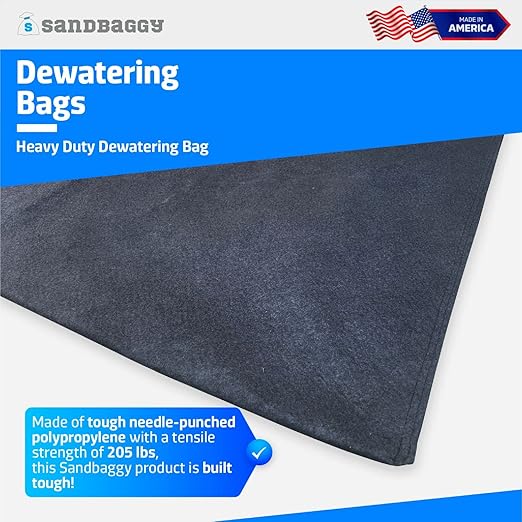 Sandbaggy Dewatering Bags - Made in America - Filters Sediment, Silt, Oil, Sludge - Use for Construction Sites, Dredging - Material: Non Woven Geotextile Fabric (5 ft x 10 ft, 1)