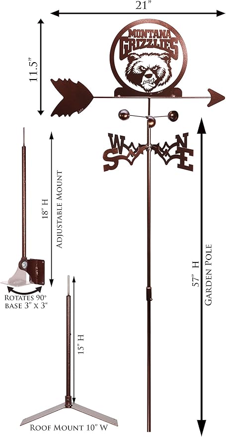 SWEN Products Montana Grizzlies Weathervane (Adjustable Mount Include)