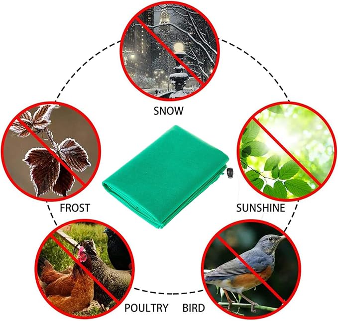 Homimp Plant Covers Freeze Protection, 4 Pack Frost Covers with Zipper Drawstring (23.6" x 31.5") Plant Protection Cover Bags for Outdoor Winter Frost Cold Weather Shrubs Trees Jacket Covers(Green)