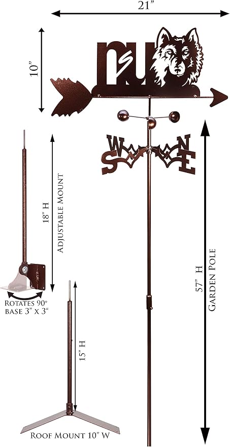 SWEN Products Northern State Wolves Weathervane (Adjustable Mount Include)