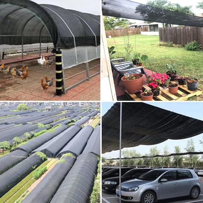 90% Shade Cloth - For Garden Plant, Outdoor Black Shades Cover with Grommets, Pergola, Patio, Greenhouse, Chicken Coop
