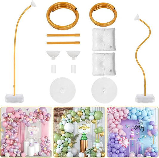 Chamvis Balloon Arch Stand, Ajustable Balloon Arch Kit Wedding Arch Frame Flower Arch Stand Half Curve Arch Backdrop Balloon Stand