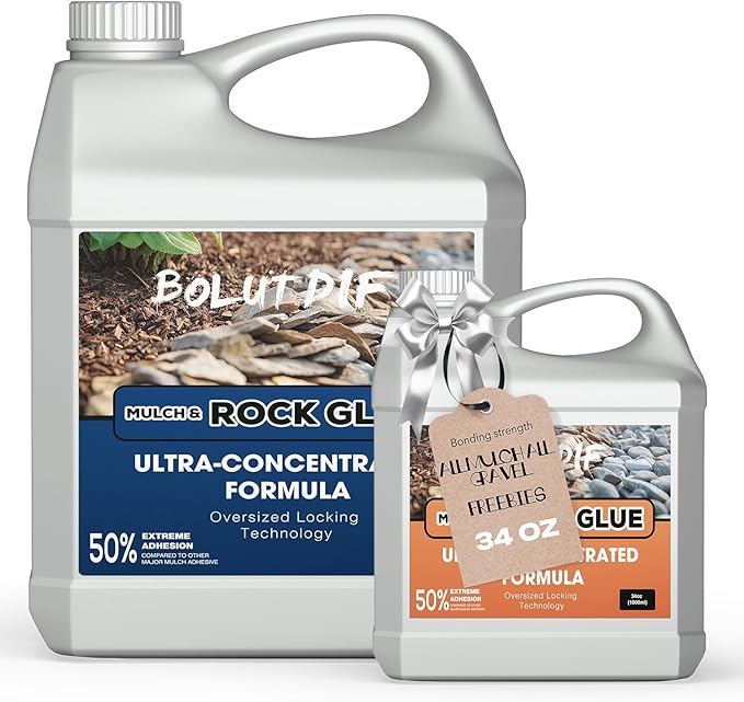 162 OZ Mulch Glue for Landscaping, Rock Glue for Landscaping and Stabilizing Mulch and Pea Gravel, Lasts up to 3 Years, Non Toxic, Fast Drying, Ready to Use