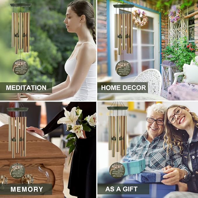 Personalized Wind Chimes, 36inch Memorial Wind Chimes, Life Tree Cardinal Custom Sympathy Gifts, in Loving Memory of Dad/Mom, Wind Chime for Loss of Loved Ones (Produced in USA)