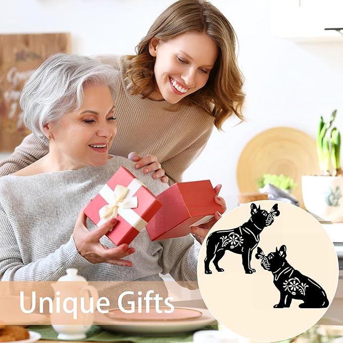 Bulldog Dog Metal Decor for Outside,Garden Stakes Decorative Dog Gifts for Women/Men,Black Silhouette Statues for Yard Ornaments,Lawn, Patio, Pathway,Outdoor Garden Decor