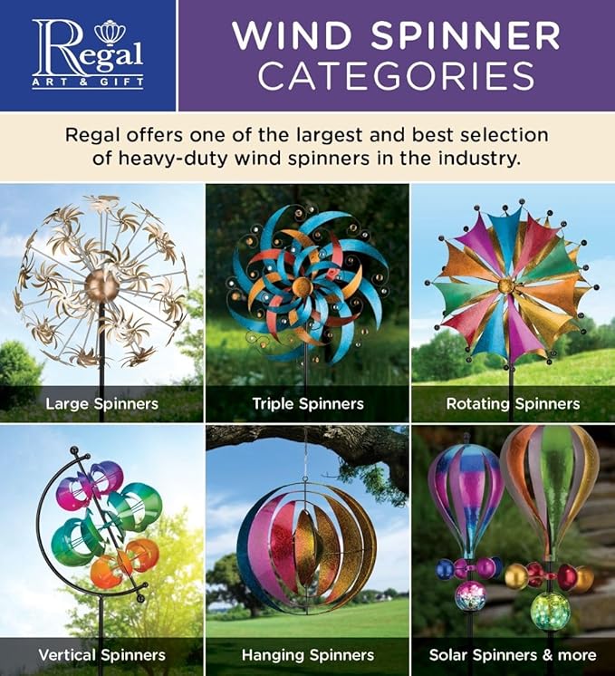 Regal Art & Gift Butterfly Wind Spinner – Metal Yard Decorations Outdoor | Kinetic Garden Spinner for Lawn, Pathway, or Flower Bed | Weather-Resistant Outdoor Sculpture - 70 Inch