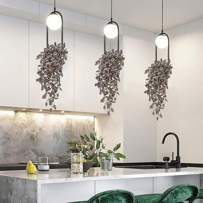 DILATATA Fake Hanging Plants Artificial Hanging Plants 181 Leaves Faux Wandering Jew Hangings Leaves Plant for Wall Shelf Home Indoor Outdoor Decor - 5 Pack