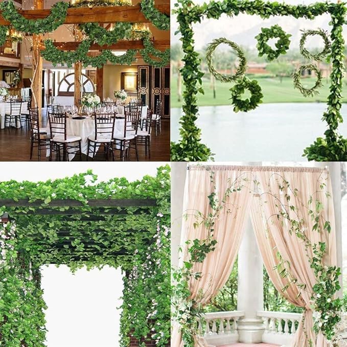 Unilove 84 feet 12 Pack Fake Vines Artificial Ivy Leaves Plants Hanging Greenery Plant Garland for Bedroom Office Wall Decor Indoor Outdoors (84Ft Ivy Leaves)